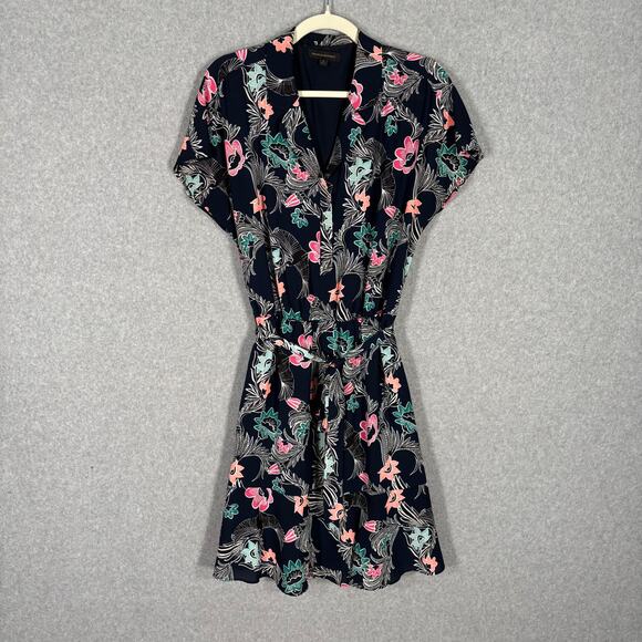 Banana Republic Dress 4 Navy Shirt Tie Belt Button Flowy Pockets Resort Cruise‎ - Picture 1 of 13